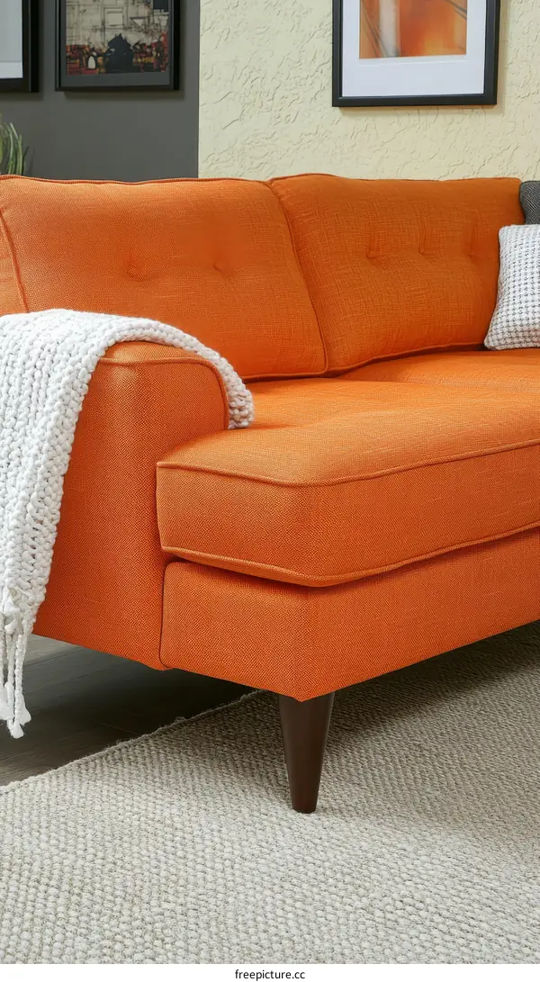 Orange Sectional Sofa in a Modern Living Room