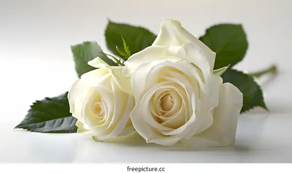 Two White Roses on White Background