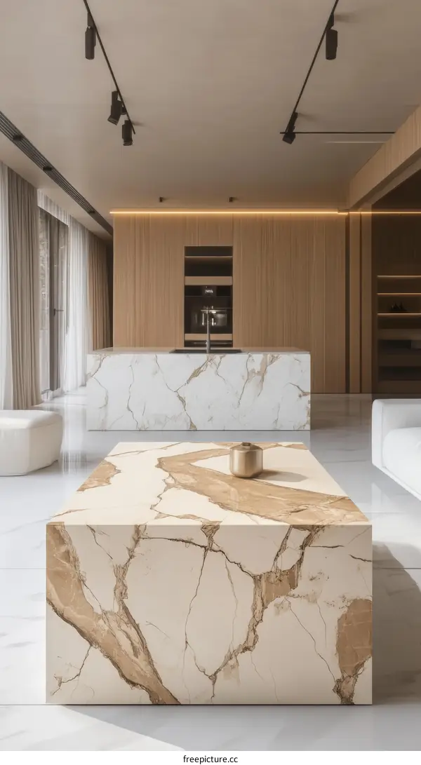 Modern Minimalist Interior Design Kitchen and Living Room