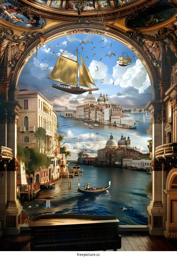 A View Of Venice Through An Archway