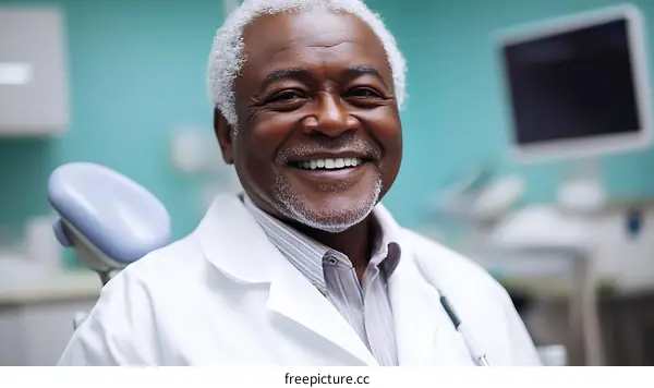 Smiling African American Doctor in Clinic