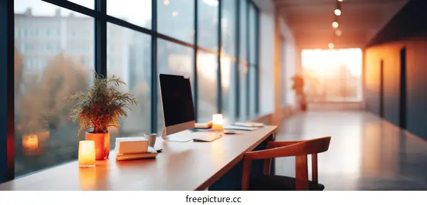 Modern Office Workspace with Natural Light
