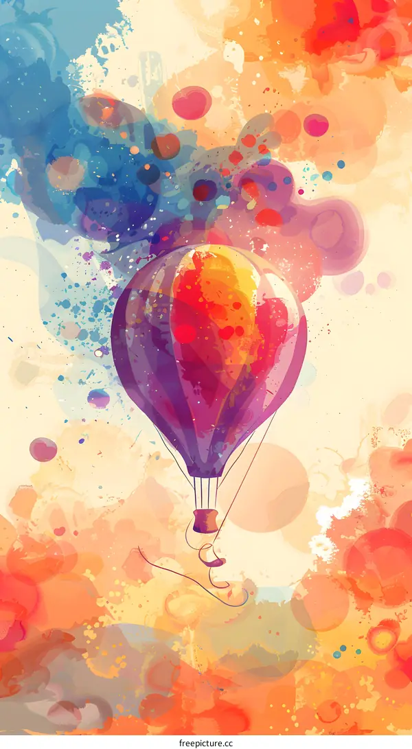 Colorful Watercolor Hot Air Balloon Illustration