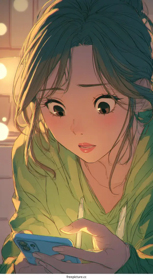 A Young Woman Looking at Her Phone