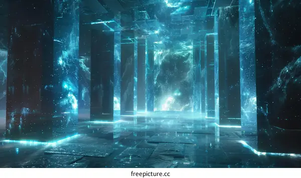 Glowing Futuristic Sci-Fi Corridor