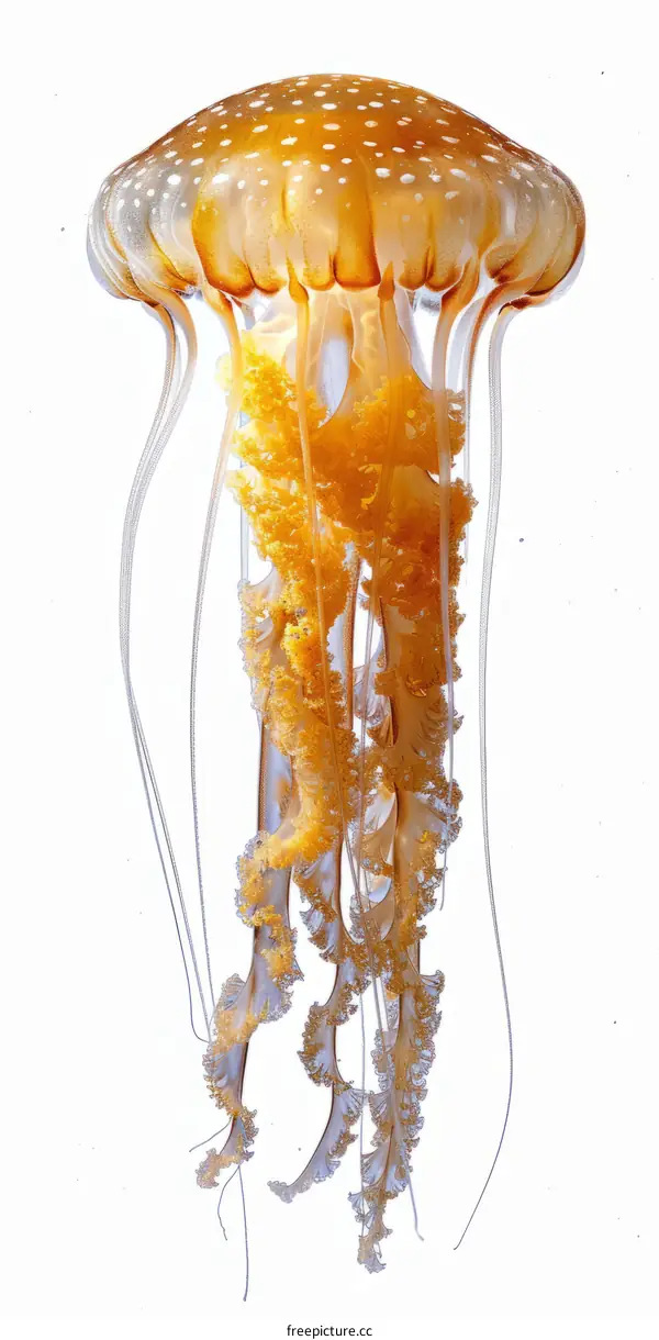 A beautiful orange jellyfish photographed in the wild