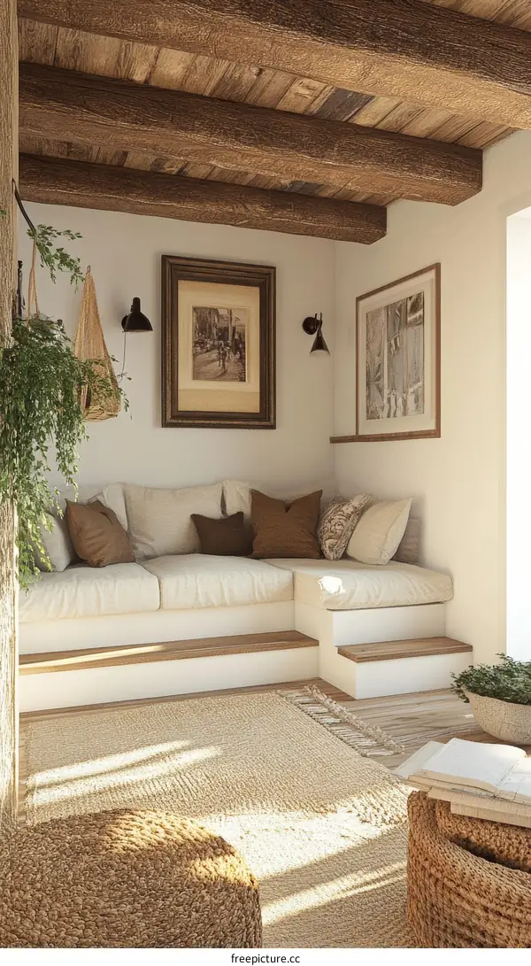 Cozy Rustic Corner Living Room Illustration