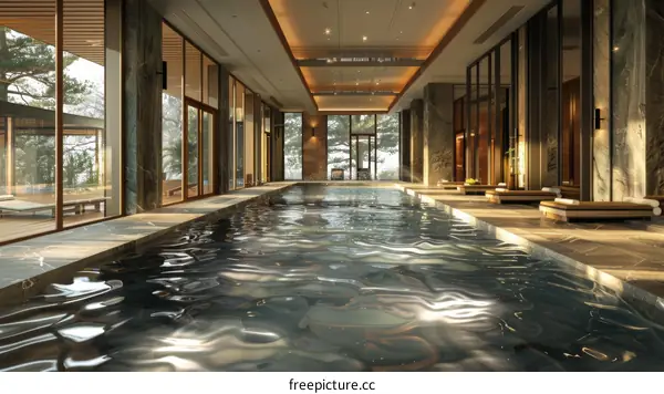 Indoor Swimming Pool with Forest View