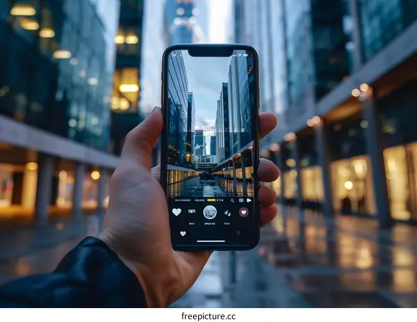 Person Holding Smartphone Taking Photo of Cityscape