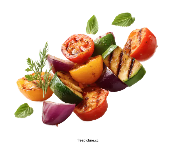 [Transparent Background PNG]Grilled Colorful Vegetable Skewers