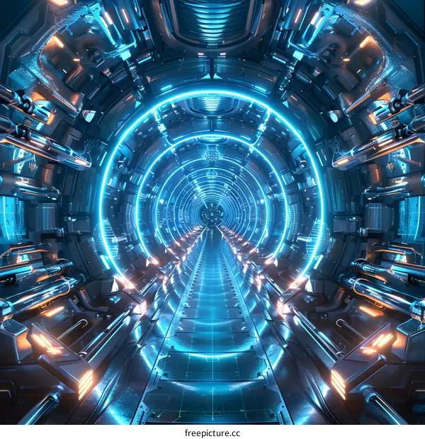 futuristic sci-fi spaceship tunnel corridor interior