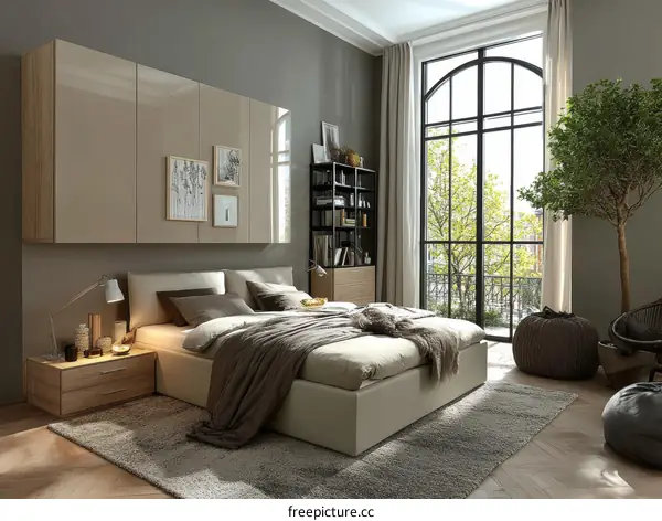 Modern Bedroom Interior Design with Large Window