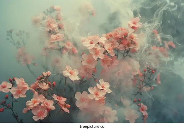 ethereal pink flowers in a dreamy setting