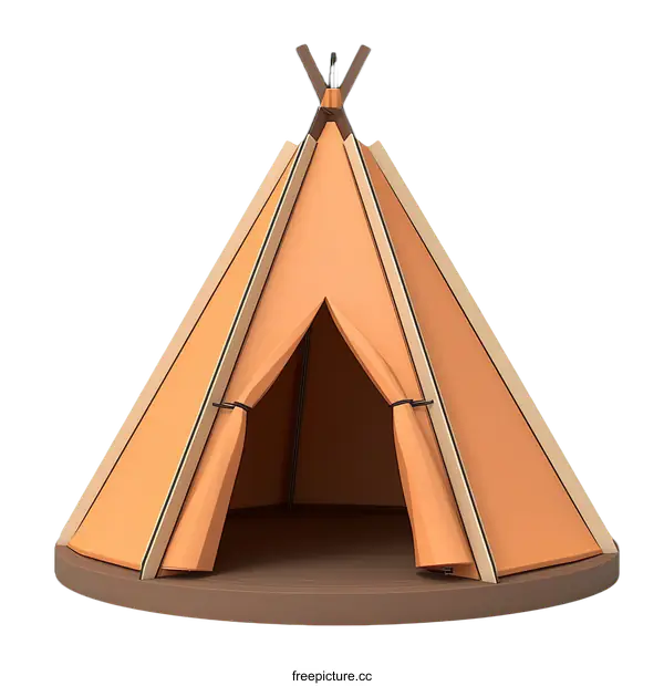 [Transparent Background PNG]Cartoonish Teepee Illustration with Orange and Brown Colors