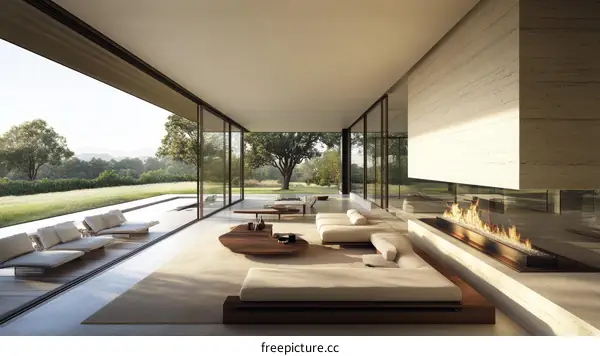 Modern Open-plan Living Area with Panoramic Views