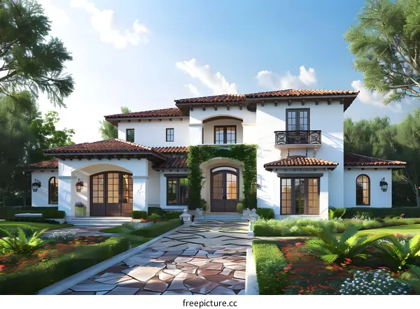 Modern luxury house exterior with beautiful landscaping