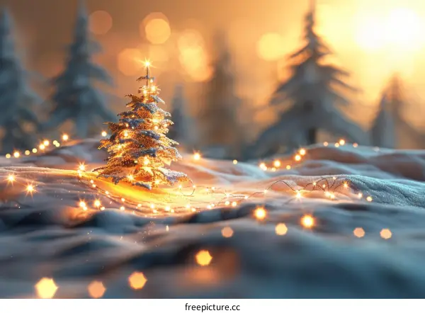 Snowy Christmas Tree with Decorations