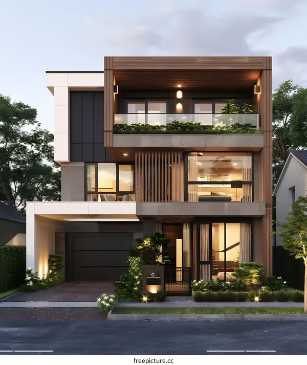 Modern House with Wood and Glass Design