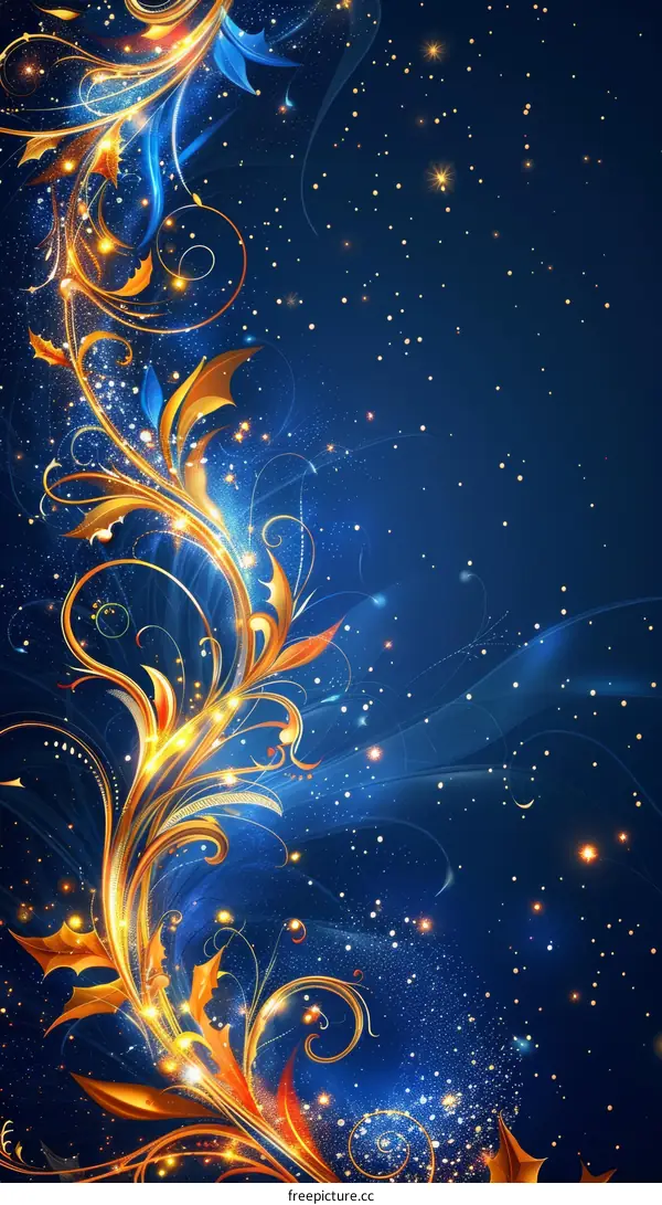 Golden Flower on Blue