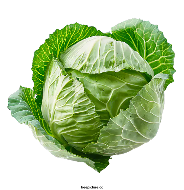 [Transparent Background PNG]Green cabbage isolated on white background