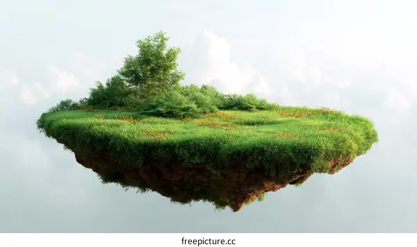 Floating Island Landscape Illustration