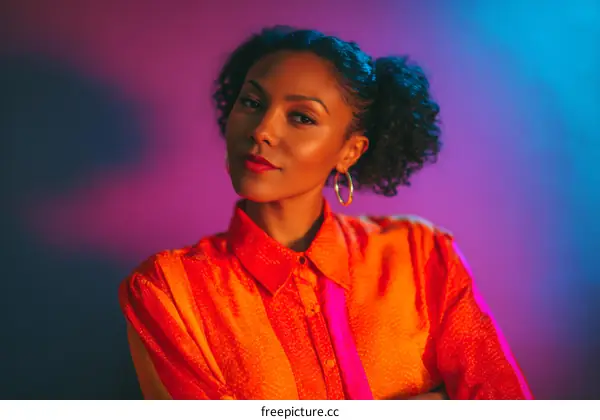 Stylish African American Woman in Bold Colors