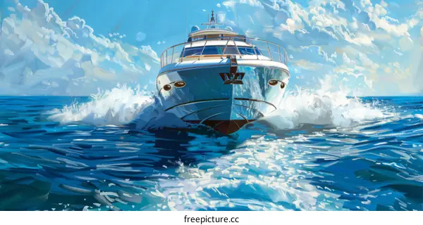 High-speed motorboat sailing on the high seas