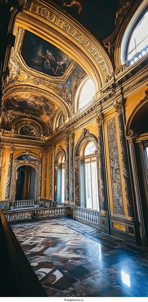 Golden Interior of an Old Building