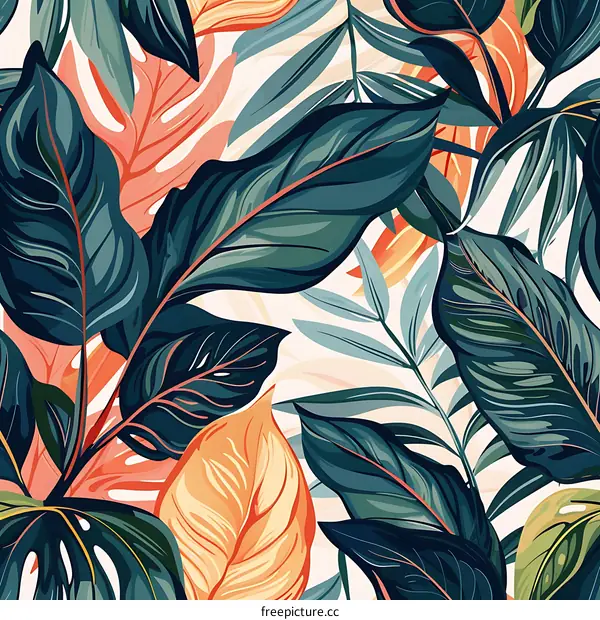 Tropical Leaves Pattern Illustration