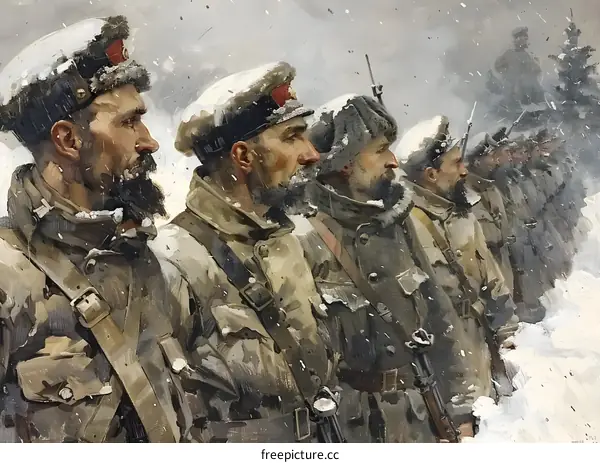 Russian Soldiers in Winter