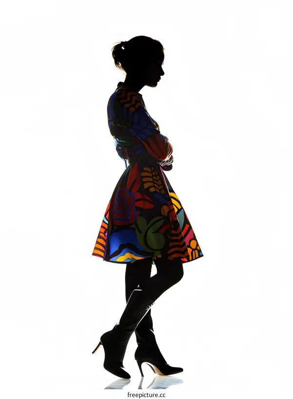 Silhouette of a Woman Standing with Arms Crossed