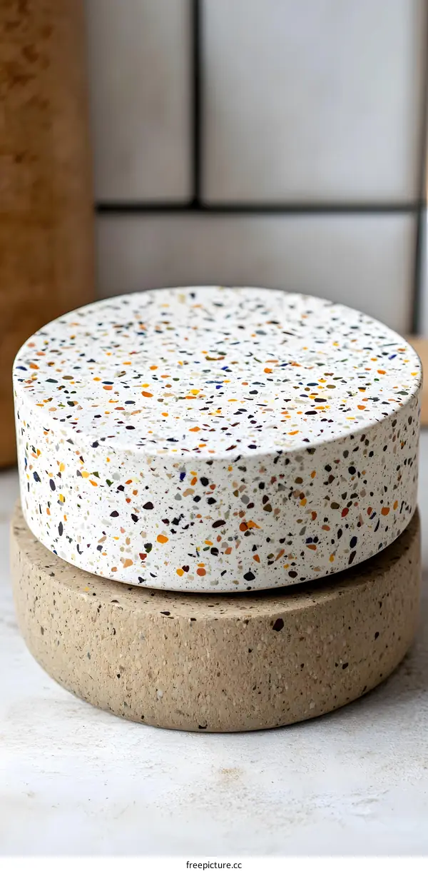 Terrazzo Coasters with White and Brown Tones