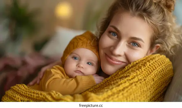 Mother and Baby in Warm Colors