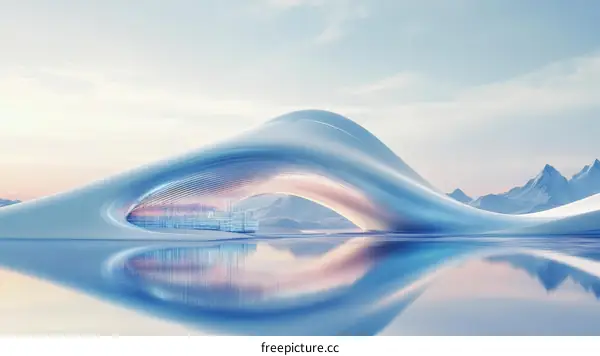 Abstract Futuristic Architectural Design by the Water