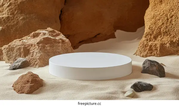 Desert Scene Minimalist White Display Stand
