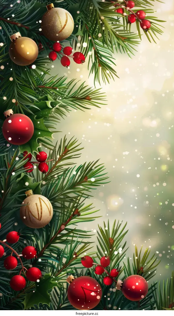 Christmas Tree with Red, Gold, and Green Ornaments