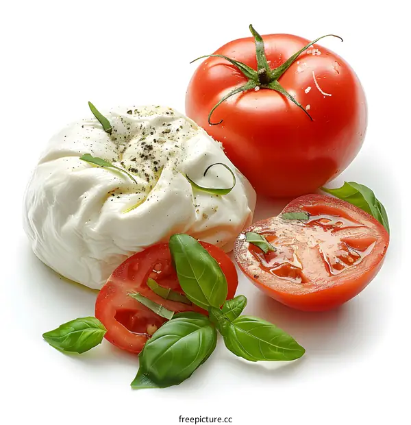 Fresh mozzarella with tomatoes and basil