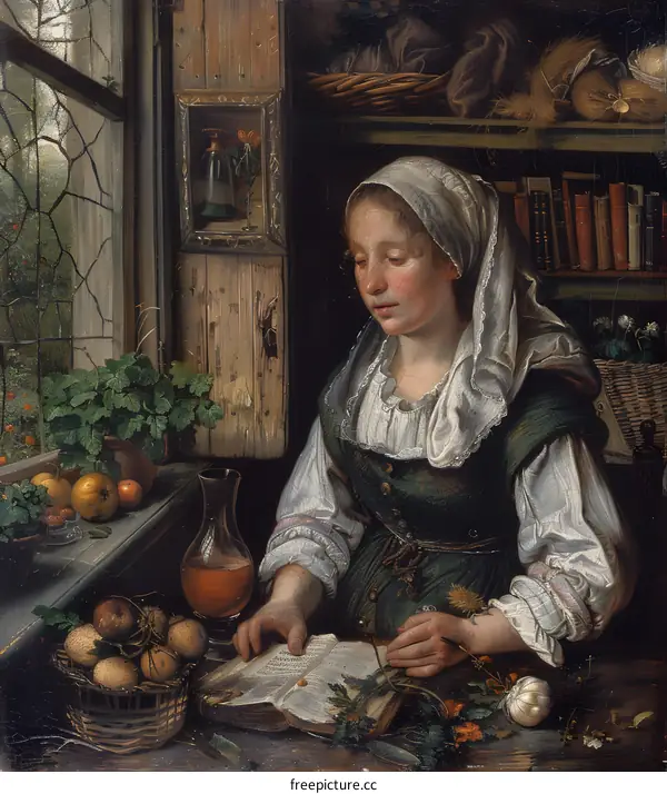 A Young Woman Reading a Book