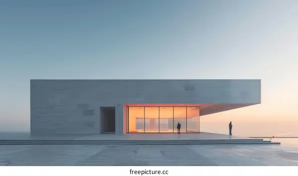 Modern Office Building with Two Men