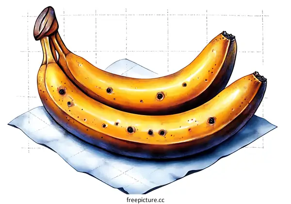 Two Bananas with Spots Illustration