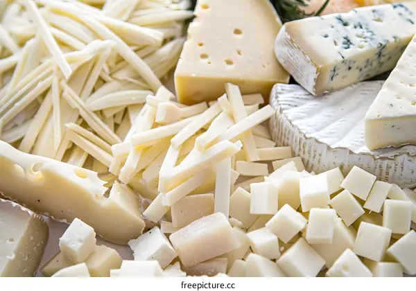 Assortment of different kinds of cheeses