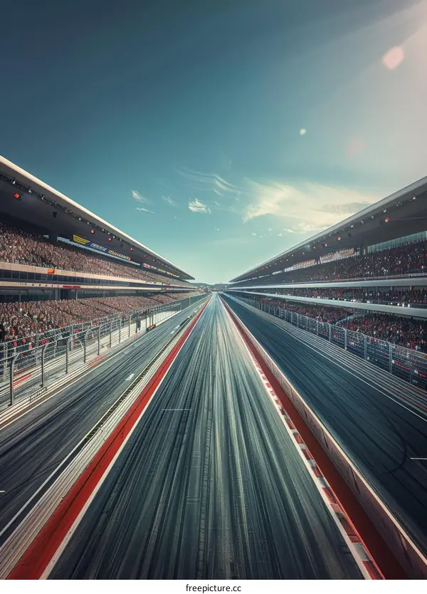 Empty Race Track Grandstands Filled With People