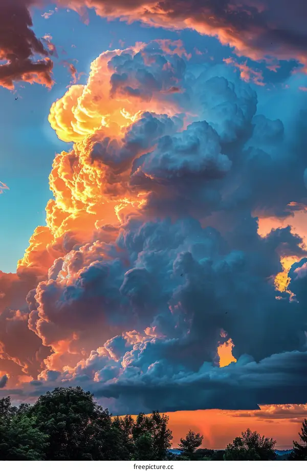 Beautiful sunset sky with vibrant colors and cloud formations