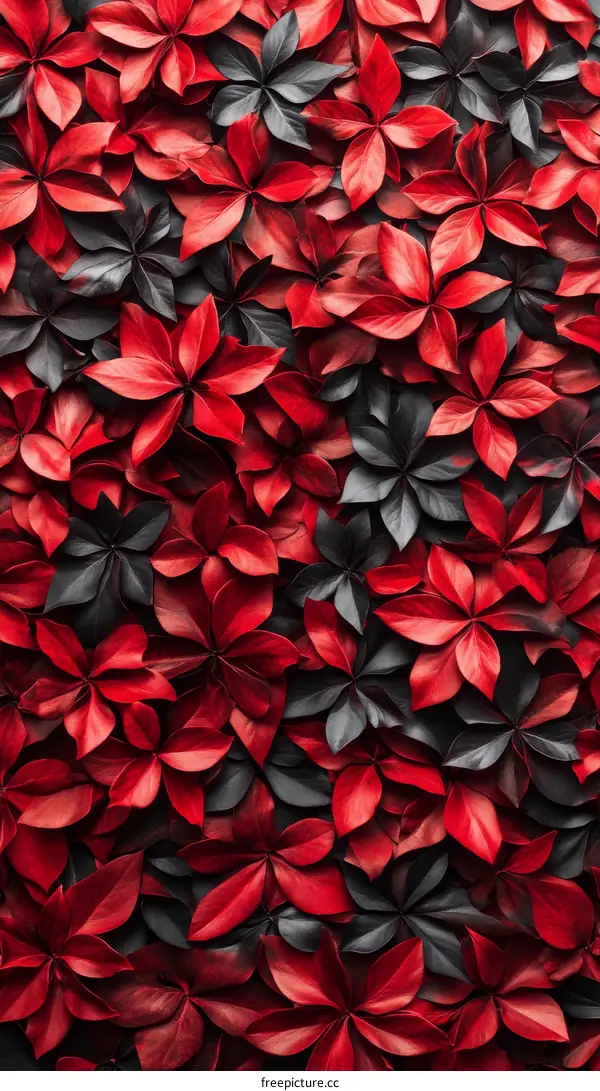Abstract Pattern of Red and Black Leaves