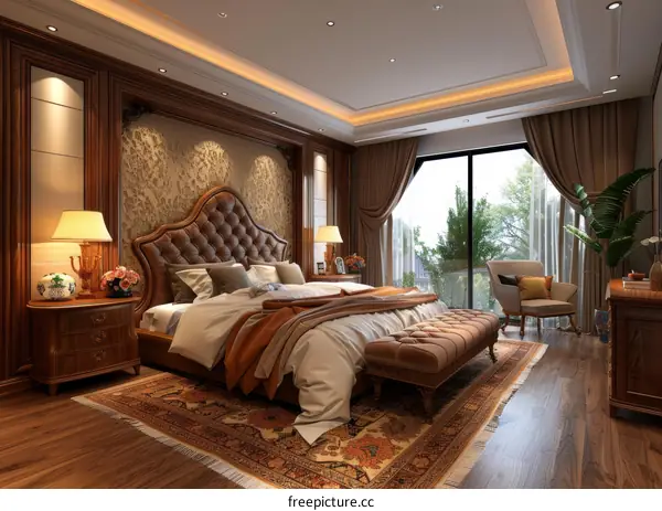 Classic Luxurious Wooden Bedroom Interior Design