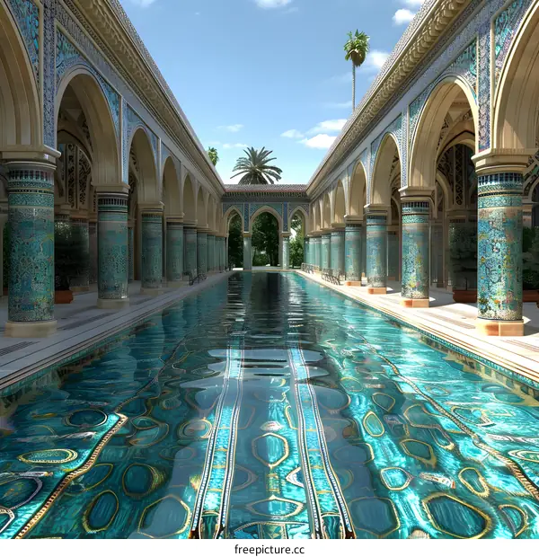 The Blue Tiled Pool In A Palace
