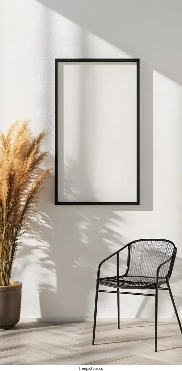 Minimalist Home Decor With Black Frame and Chair