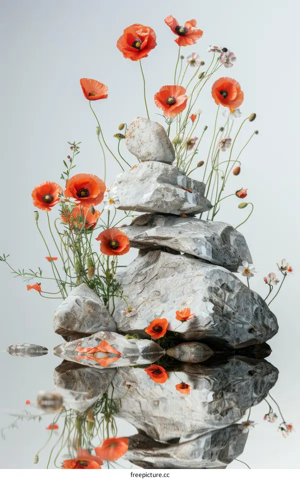 stones and flowers