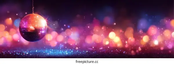 Disco Ball and Colorful Bokeh Background