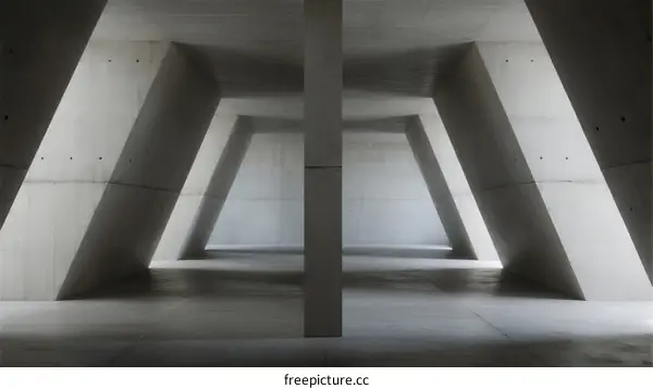 Concrete Architectural Structure with Geometric Shapes and Lines
